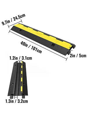 VEVOR Cable Protector Rampa 4 sady 2 kanály Speed Bump Hump Gumový modulární Speed Bump Jmenovitý 11000 LBS Chránič nosnosti