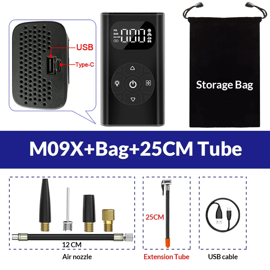 E-ACE 6000mAh 150 PSI Bezdrátová vzduchová pumpa ABS Mini pumpa Nabíjecí přenosná nafukovačka USB příslušenství do auta