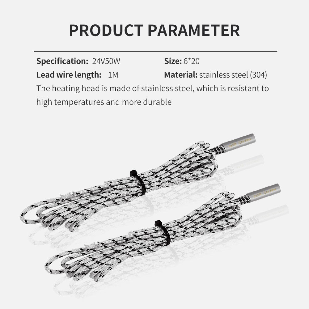 TWO TREES 6*20mm 24V 50W High Temperature Heating Rob with 1m Cable