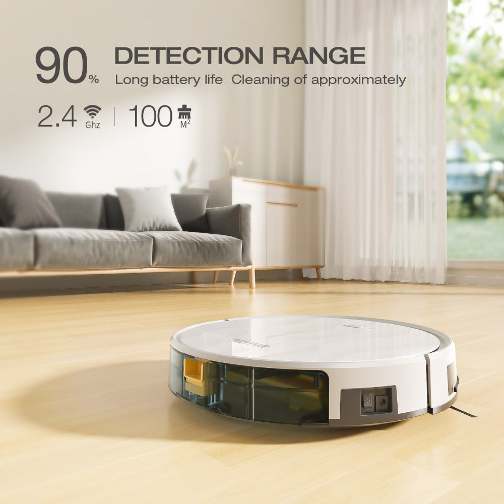 Tesvor M2 Robot Vacuum Cleaner with Mop Function, 6000Pa Suction, Gyroscope Navigation, 600ml Dustbin, 150Mins Runtime, 120sqm Max Vacuuming Area, App Control / Remote Control - White