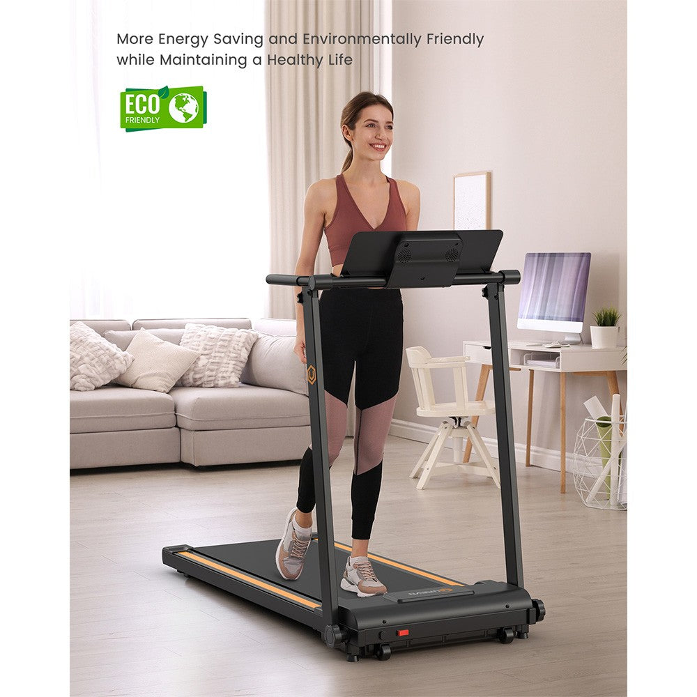 UREVO URTM006 Foldable Mini Treadmill, Max Speed 1-10km/h, Walking Area 105*40cm, Max Load 100kg, 12 Built-in HIIT Programs
