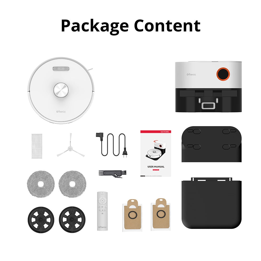 Ultenic T10 Pro Robot Vacuum Cleaner with Self Emptying Station, 4000Pa Suction, Dual SpinPower Mopping, 3.3L Dustbag, Lidar Navigation, Carpet Boost, 5200mAh Battery, Max 200 Mins Runtime, APP/Voice Control