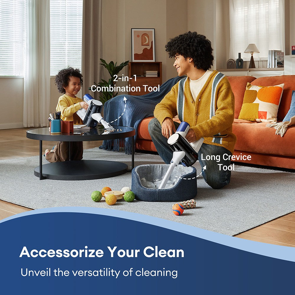 Ultenic U10 Ultra Cordless Vacuum Cleaner, 40kPa Suction, 450W Digital Motor, Self-standing, Telescopic Tube, 40min Runtime, Built-in Flashlight, 180° Swivel, 1L Dustbin