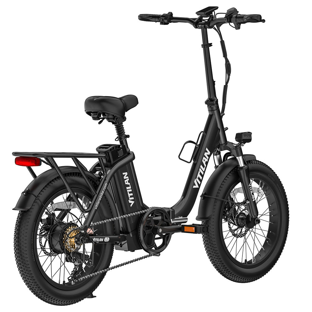Vitilan U3 Electric Bike, 750W Motor, 48V 13AH Battery, 20*3.0-inch Tires, 45km/h Max Speed, 65km Max Range, Mechanical Disc Brake, Suspension Front Fork, Shimano 7 Speed, LCD Display - Black