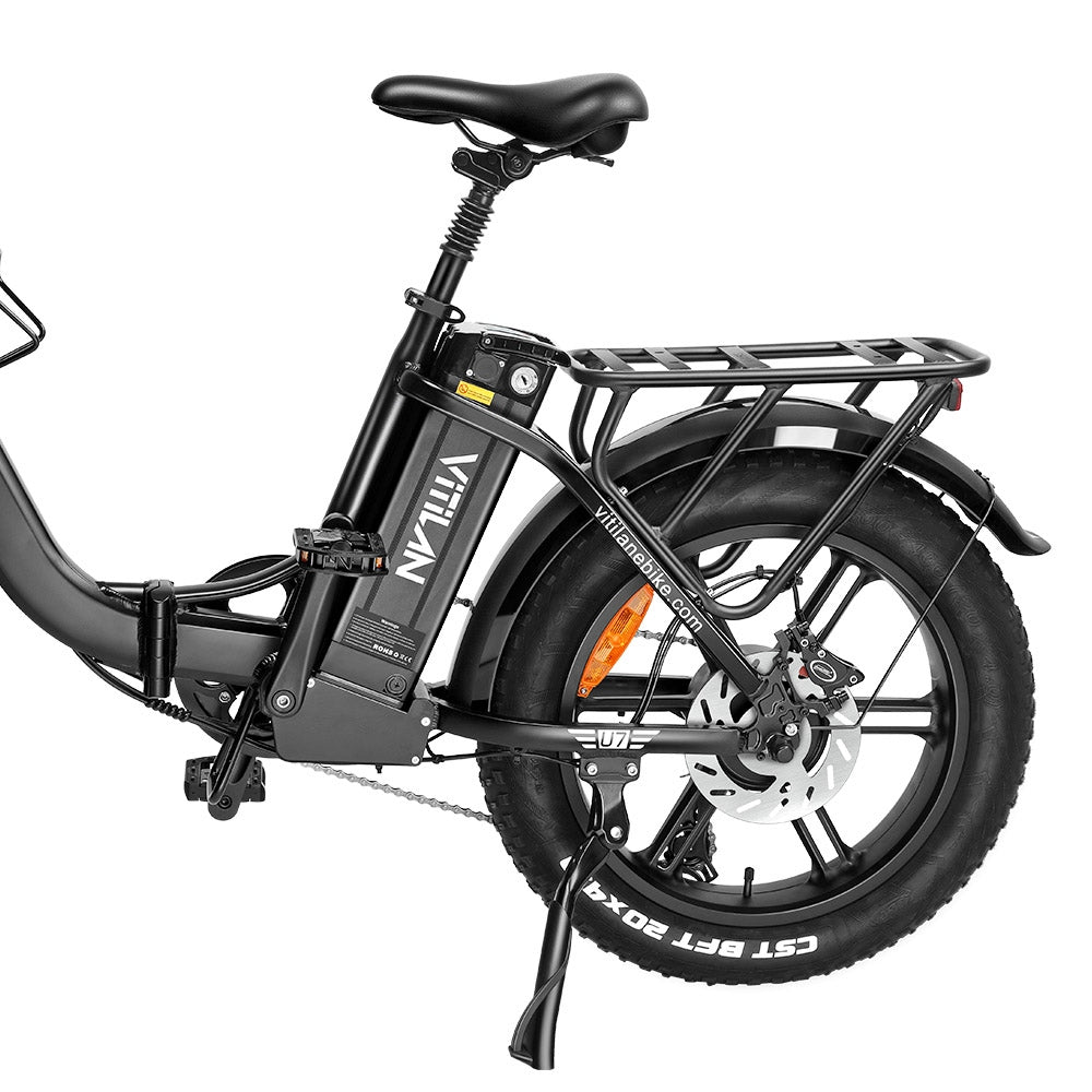 Vitilan U7 2.0 Foldable Electric Bike, 20*4.0-inch Fat Tire 750W Motor 48V 20Ah Removable LG Lithium Battery 28mph Max Speed 50-65miles Range Dual Suspension System Hydraulic Disc Brake - Black