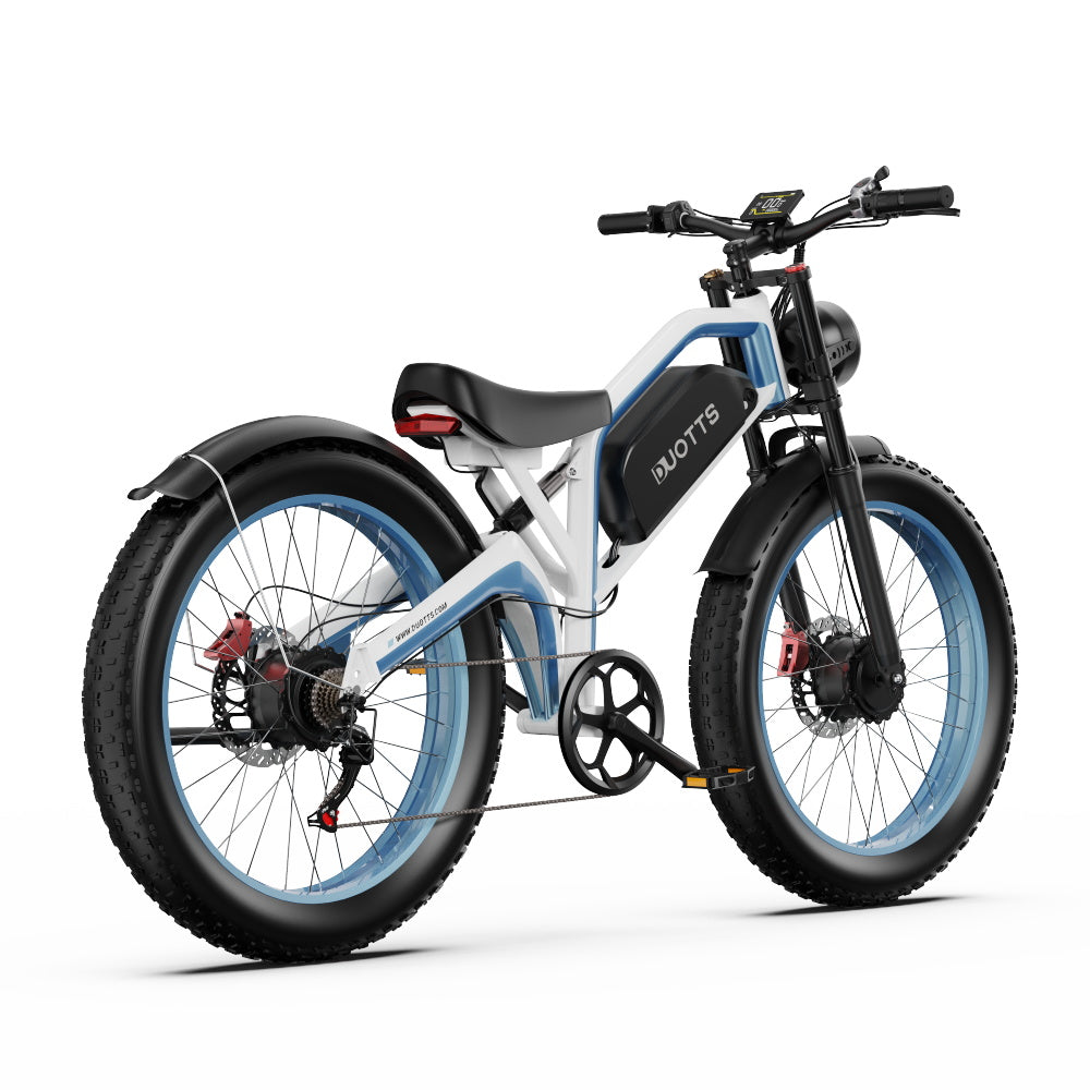 DUOTTS N26 Electric Bike, 750W*2 Motors, 55km/h Max Speed, 26*4.0" Inflatable Tires, 48V 20Ah Samsung Battery, 100-120km Range, Shimano 7-Speed, 200kg Max Load - White