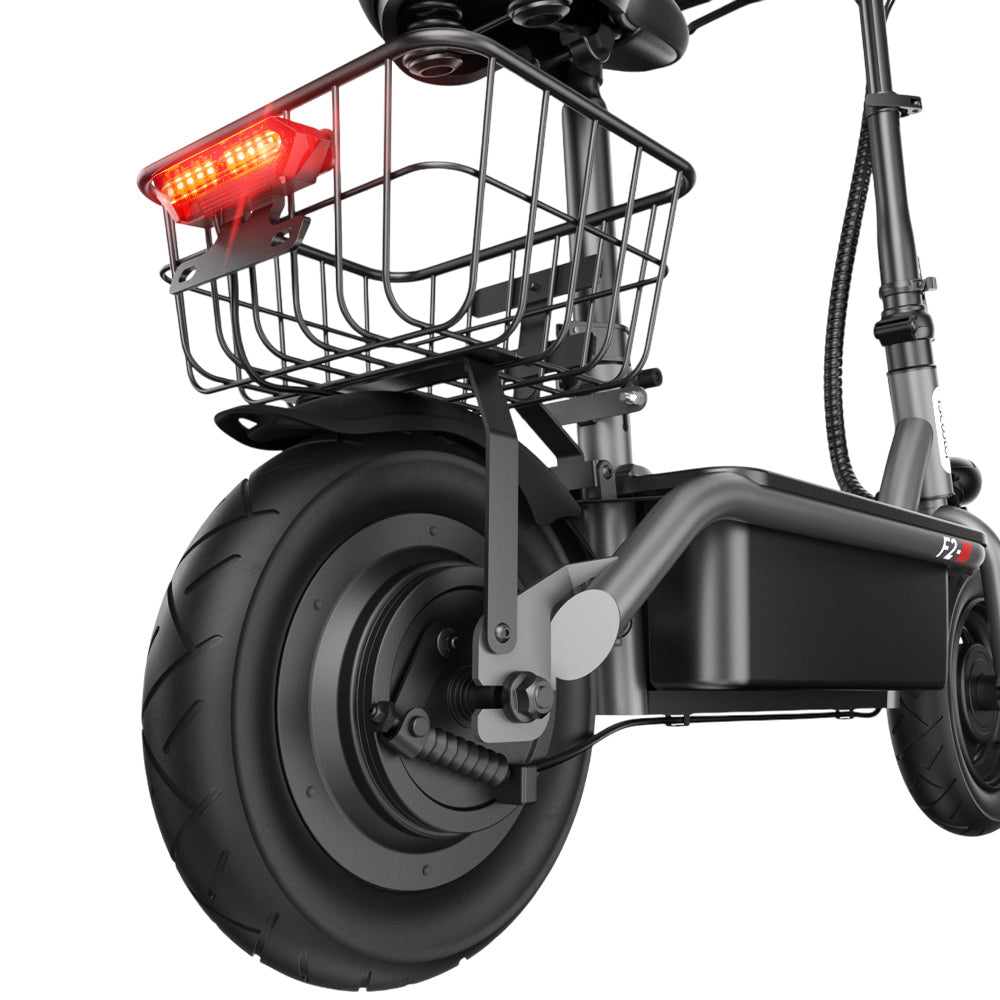 iScooter F2 Electric Scooter with Seat & Rear Basket, 500W Motor, 36V 7.8Ah Battery, 10 inch Tires, 30km/h Max Speed, 30km Range, Front & Rear Drum Brakes, 120kg Max Load