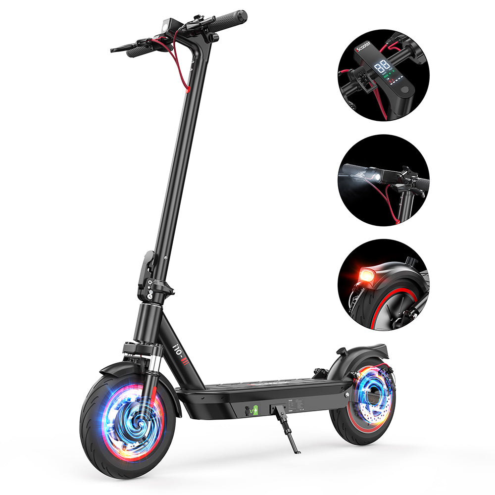 iScooter i10 Electric Scooter, 650W Motor, 36V 15Ah, 10-inch Pneumatic Tire, 40km/h Max Speed, 45km Max Range, Front and Rear Suspension, Electronic Brake & Disc Brake
