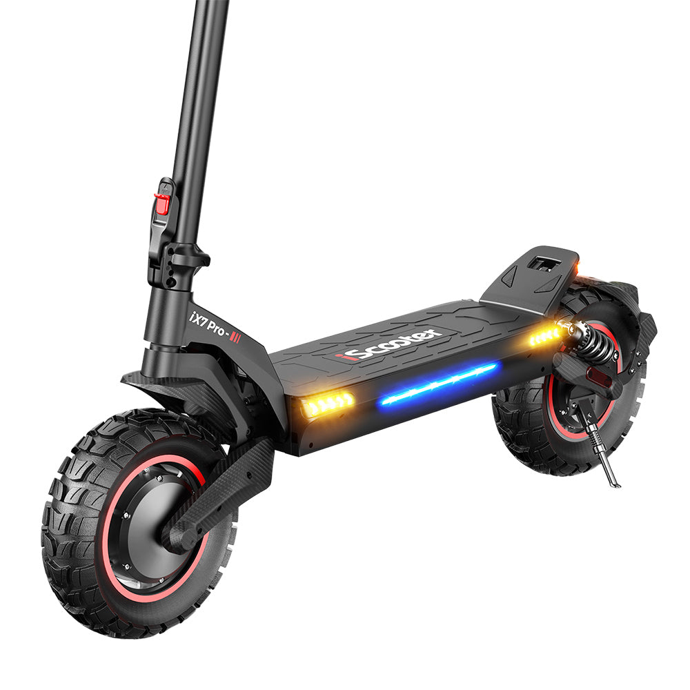 iScooter iX7 Pro Electric Scooter, 1000W*2 Motor, 48V 17.5Ah Battery, 10-inch Off Road Tires, 60km/h Max Speed, 80km Range, Front and Rear Disc Brakes, Dual Suspensions