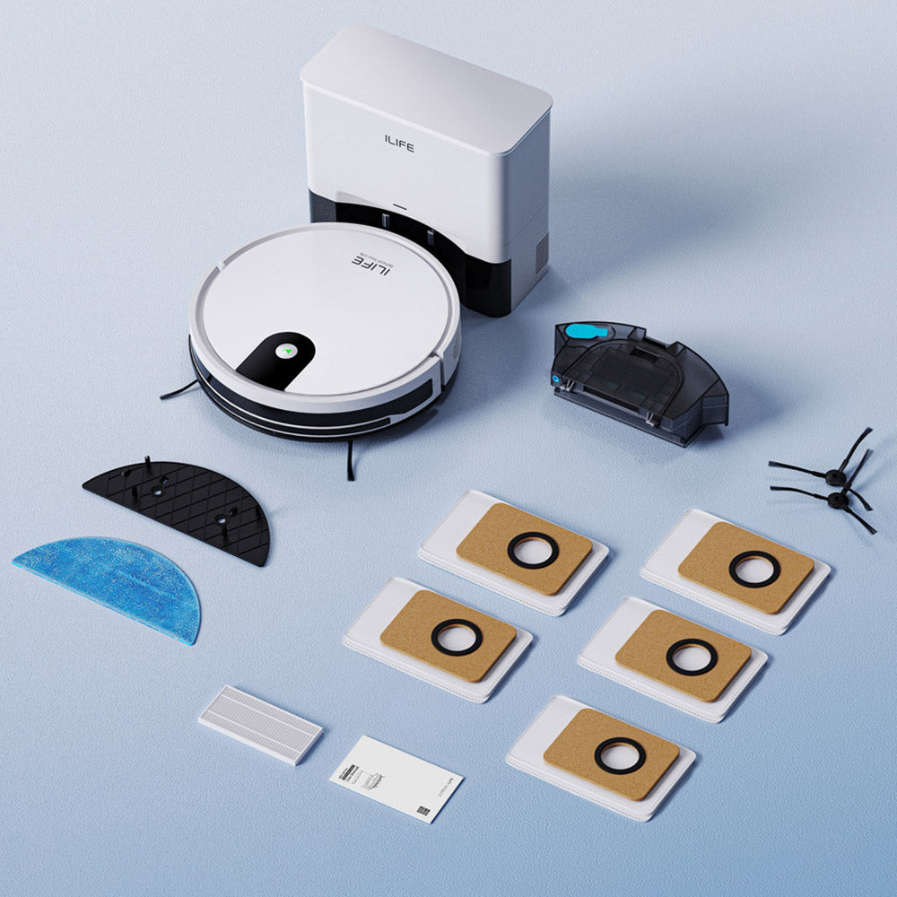 ILIFE G9 Pro Robot Vacuum Cleaner with Self-Emptying Station (Upgraded), 2-in-1 Vacuum and Mop, 3000Pa Suction, with Remote Control, Support Alexa/Google Home, Ideal for Pet Hair, Carpets and Hard Floors - White