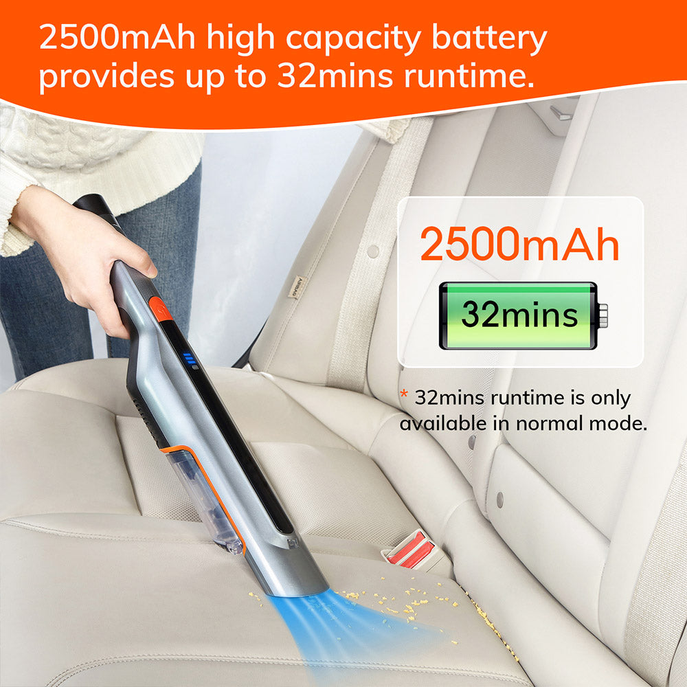 M50 Handheld Car Vacuum Cleaner, 15000Pa Suction, 150ml Dust Cup, 2500mAh Battery, 32min Runtime, LED Lights