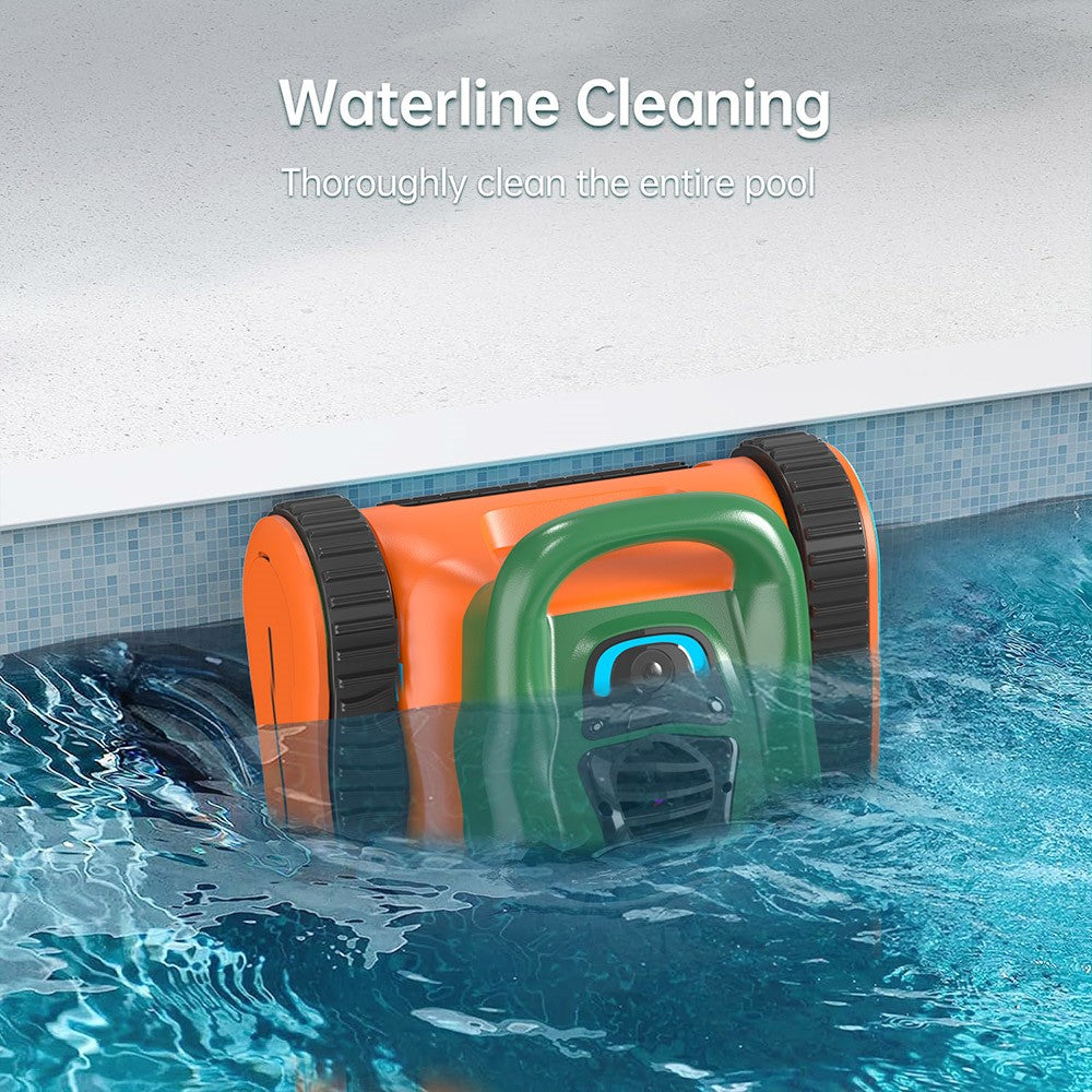 Seauto Crab Cordless Robotic Pool Cleaner(2025 Upgraded), Up to 2.5H Runtime, 3.5L Large Filter Basket, Wall Climbing, Waterline Cleaning, 2.5H Fast Charging, Suitable for 2000sq.ft Area - Orange