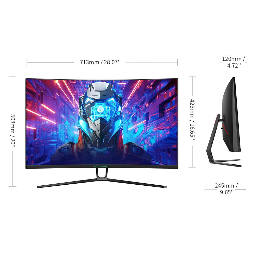 TITAN ARMY N32SQ PLUS Curved Gaming Monitor, 31.5-Inch 1500R 16:9 VA Panel, 144Hz Refresh Rate, 2560x1440 HD, 99% sRGB 1ms MPRT Response Time, Low-blue, Support FPS/RTS Gaming Mode, 2*HDMI 2.0 2*DP 1.4 1*Audio, Tilt Adjustment with Wall Mount