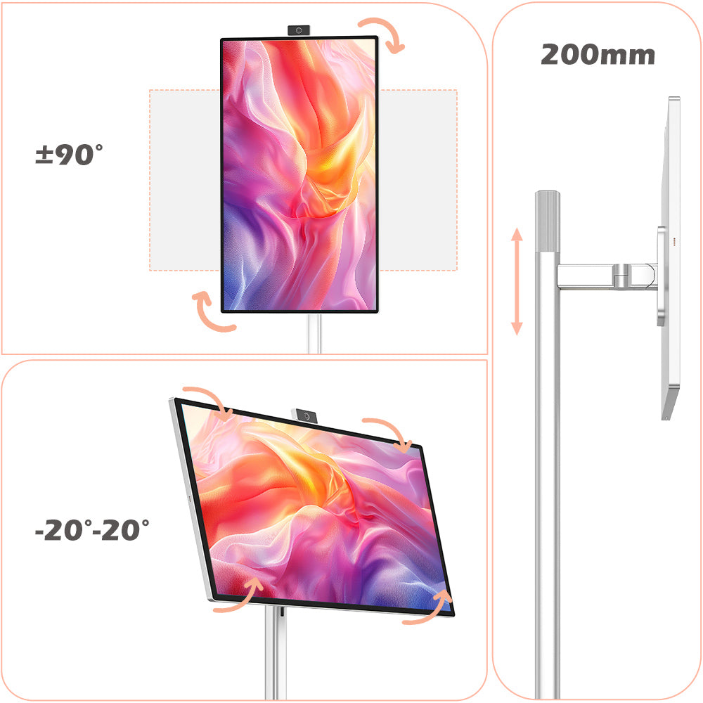 Titan Army V32D4U Pro Mobile Smart Screen, 32'' 3840*2160 UHD Screen, Android 11, SoC MT8195 8 Cores, 8GB RAM 128GB ROM, 9800mAh Battery, 8MP Camera, Supporting Touch and Capacitive Pen, Dual 10W Speakers, Wireless Screen Mirroring, 1*Type-C 1*HDMI