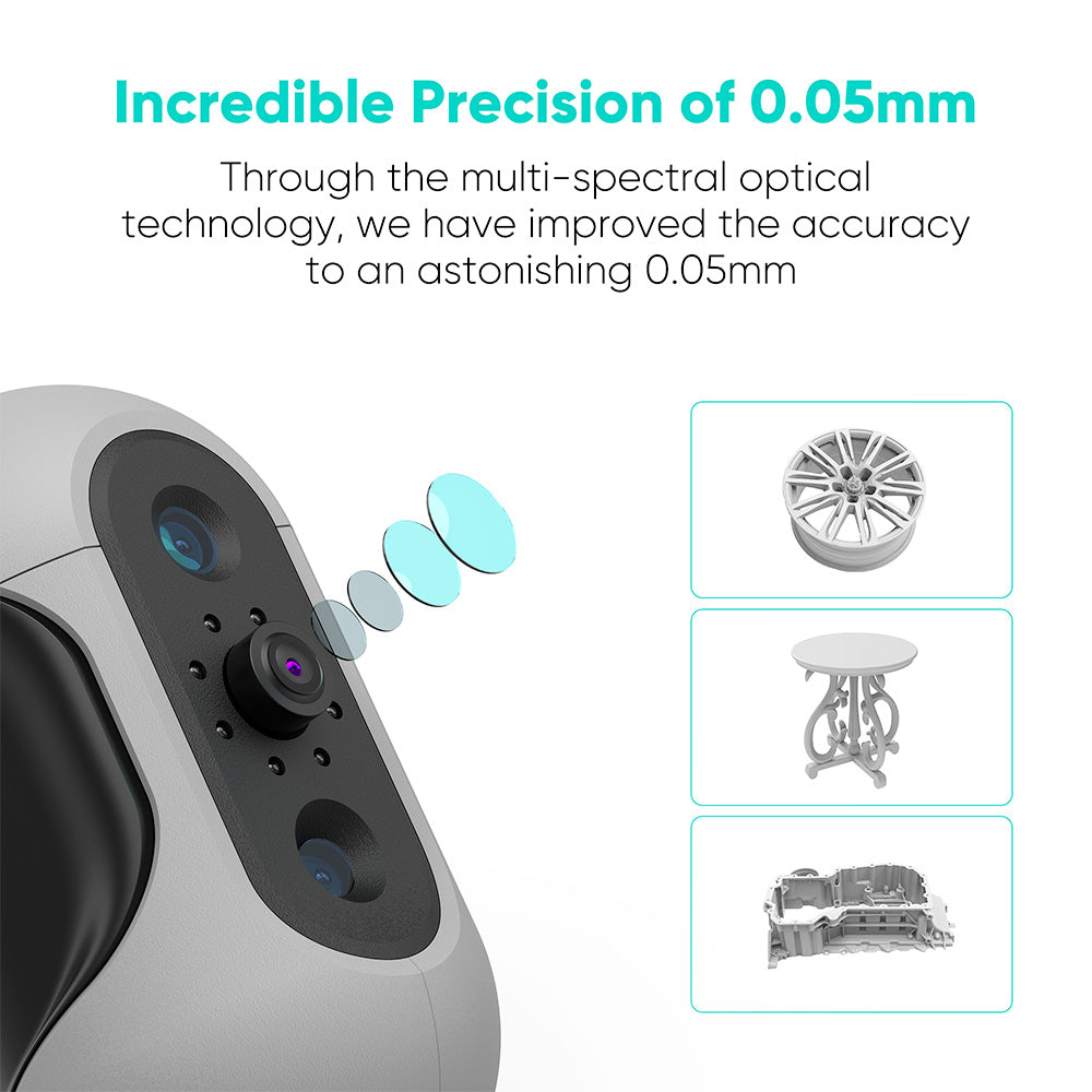 3DMakerpro Mole Luxury 3D Scanner, NIR Light Source, 0.05mm Accuracy, 0.1mm Resolution, 150-400mm Work Distance, with Multi-Spectral Technology, Support Facial Scanning