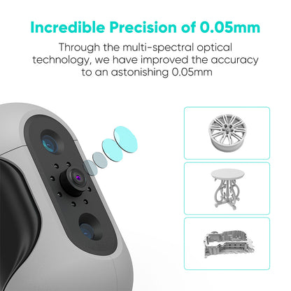 3DMakerpro Mole Luxury 3D Scanner, NIR Light Source, 0.05mm Accuracy, 0.1mm Resolution, 150-400mm Work Distance, with Multi-Spectral Technology, Support Facial Scanning