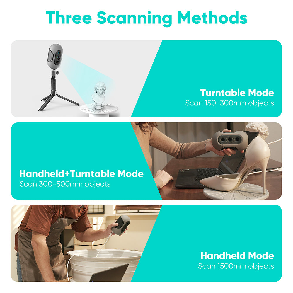3DMakerpro Mole Luxury 3D Scanner, NIR Light Source, 0.05mm Accuracy, 0.1mm Resolution, 150-400mm Work Distance, with Multi-Spectral Technology, Support Facial Scanning