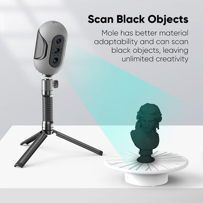 3DMakerpro Mole Luxury 3D Scanner, NIR Light Source, 0.05mm Accuracy, 0.1mm Resolution, 150-400mm Work Distance, with Multi-Spectral Technology, Support Facial Scanning