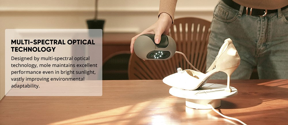 Luxusní 3D skener 3DMakerpro Mole, přesnost 0,05 mm, rozlišení 0,1 mm, pracovní vzdálenost 150–400 mm, s multispektrální technologií, podpora skenování obličeje