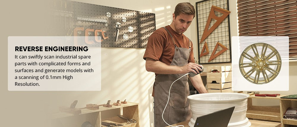 Luxusní 3D skener 3DMakerpro Mole, přesnost 0,05 mm, rozlišení 0,1 mm, pracovní vzdálenost 150–400 mm, s multispektrální technologií, podpora skenování obličeje