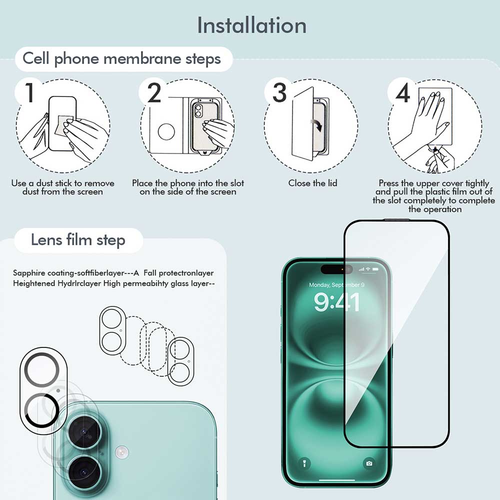 3inuS S61 Phone Case and Screen Protector for iPhone 16