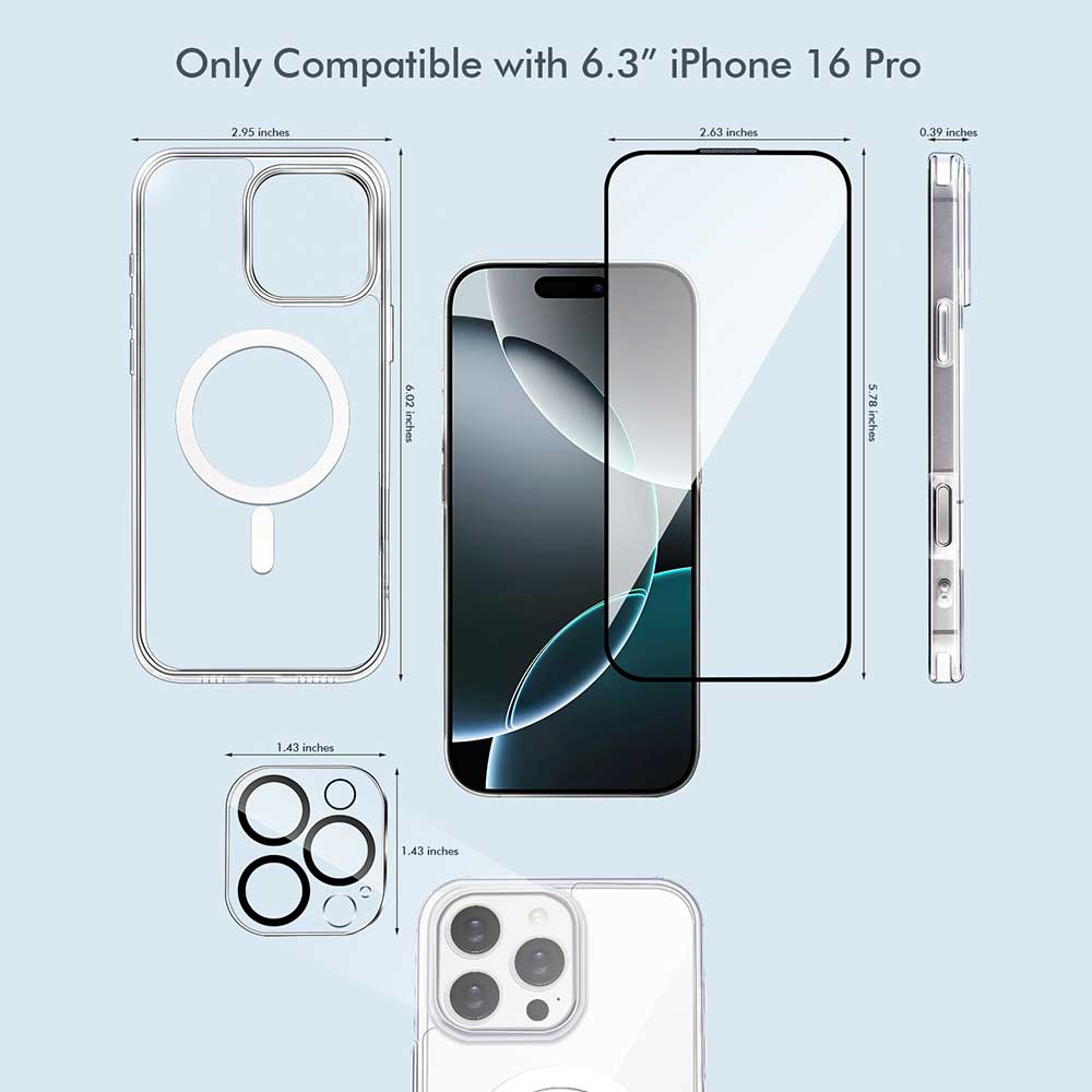 3inuS S62 Phone Case and Screen Protector for iPhone 16 Pro