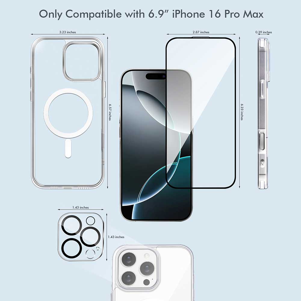 3inuS S63 Phone Case and Screen Protector for iPhone 16 Pro Max