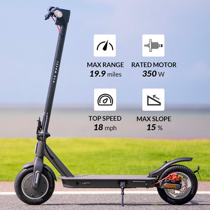 5TH WHEEL V30 Pro Foldable Electric Scooter 10 inch Tire 350W Motor 18 MPH Max Speed 19.9 Miles Range 36V 7.5Ah Battery Dual Braking System, Cruise Control and Handbar Turn Signal