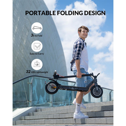 5TH WHEEL V30 Pro Foldable Electric Scooter 10 inch Tire 350W Motor 18 MPH Max Speed 19.9 Miles Range 36V 7.5Ah Battery Dual Braking System, Cruise Control and Handbar Turn Signal