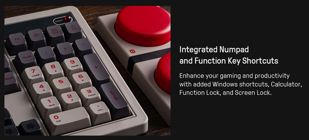 Mechanická klávesnice 8BitDo Retro 108, 108 kláves, vyměnitelná deska plošných spojů za provozu, 3 režimy připojení, bezdrátová herní klávesnice pro Windows a Android - červená