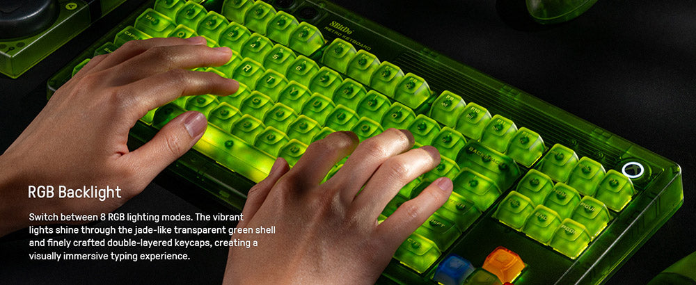 8BitDo Retro 87 Mechanická klávesnice Xbox Edition, 87 kláves, RGB podsvícení, vyměnitelná deska plošných spojů za provozu, připojení Bluetooth/2.4G/USB-C, bezdrátová herní klávesnice pro Windows a Android