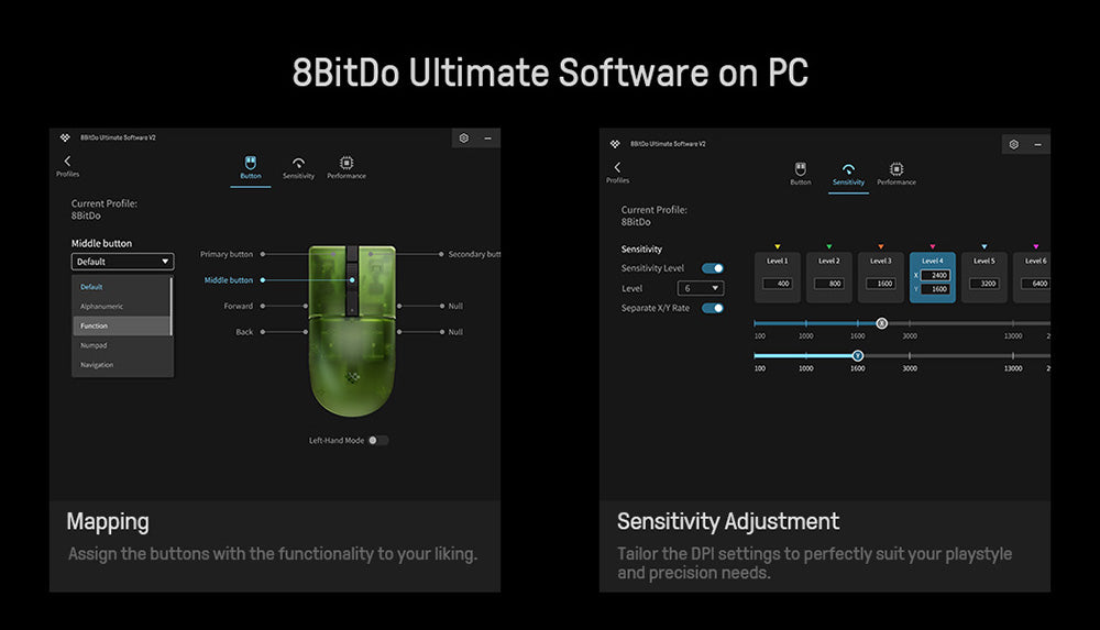 8BitDo Retro R8 Xbox Edition, 3 režimy připojení, vestavěná se senzorem PAW 3395, programovatelná tlačítka