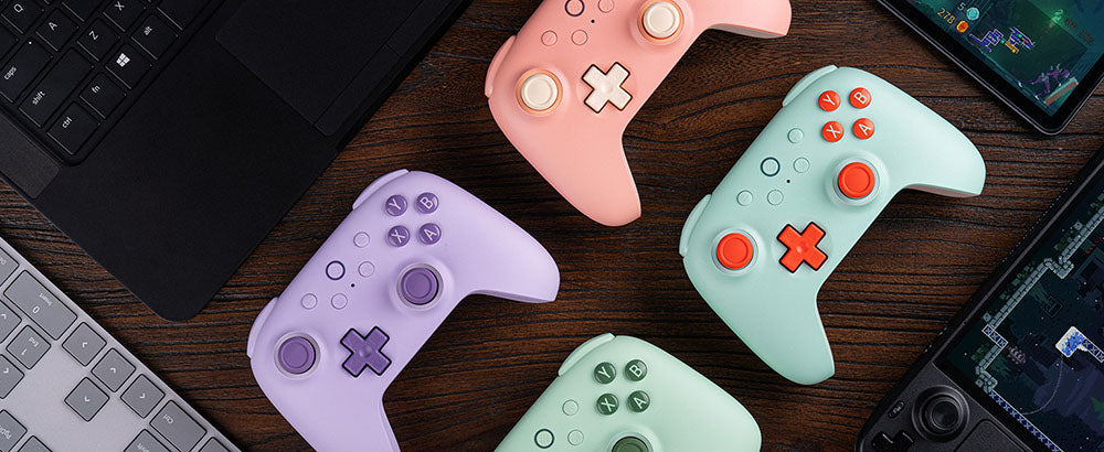 Bezdrátový herní ovladač 8BitDo Ultimate 2C pro Windows PC a Android, frekvence dotazování 1000 Hz, joysticky s Hallovým efektem a Hallovými spouštěči - růžový