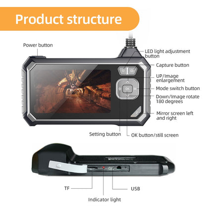 ANESOK 113B Endoscope, 4.3 inch IPS Screen, Single Lens, 1080P Resolution, 6 Adjustable LED Lights, 3 Hours Working Time, IP67 Waterproof, 1m Cable - Orange