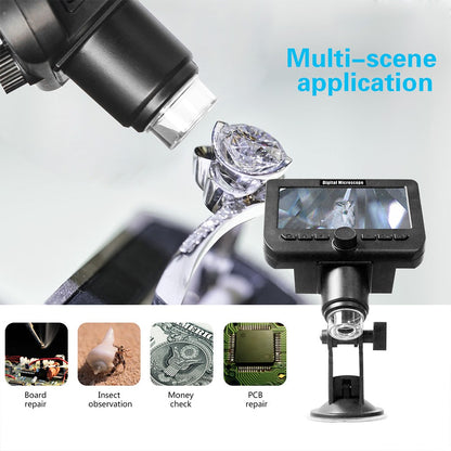 ANESOK 317 WiFi Microscope with 4.3 Inch Screen, 2 Megapixels, 1000X Magnification, 1080P Resolution, 5 Hours Working Time, 8 LEDs