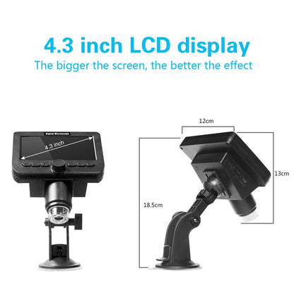 ANESOK 317 WiFi Microscope with 4.3 Inch Screen, 2 Megapixels, 1000X Magnification, 1080P Resolution, 5 Hours Working Time, 8 LEDs
