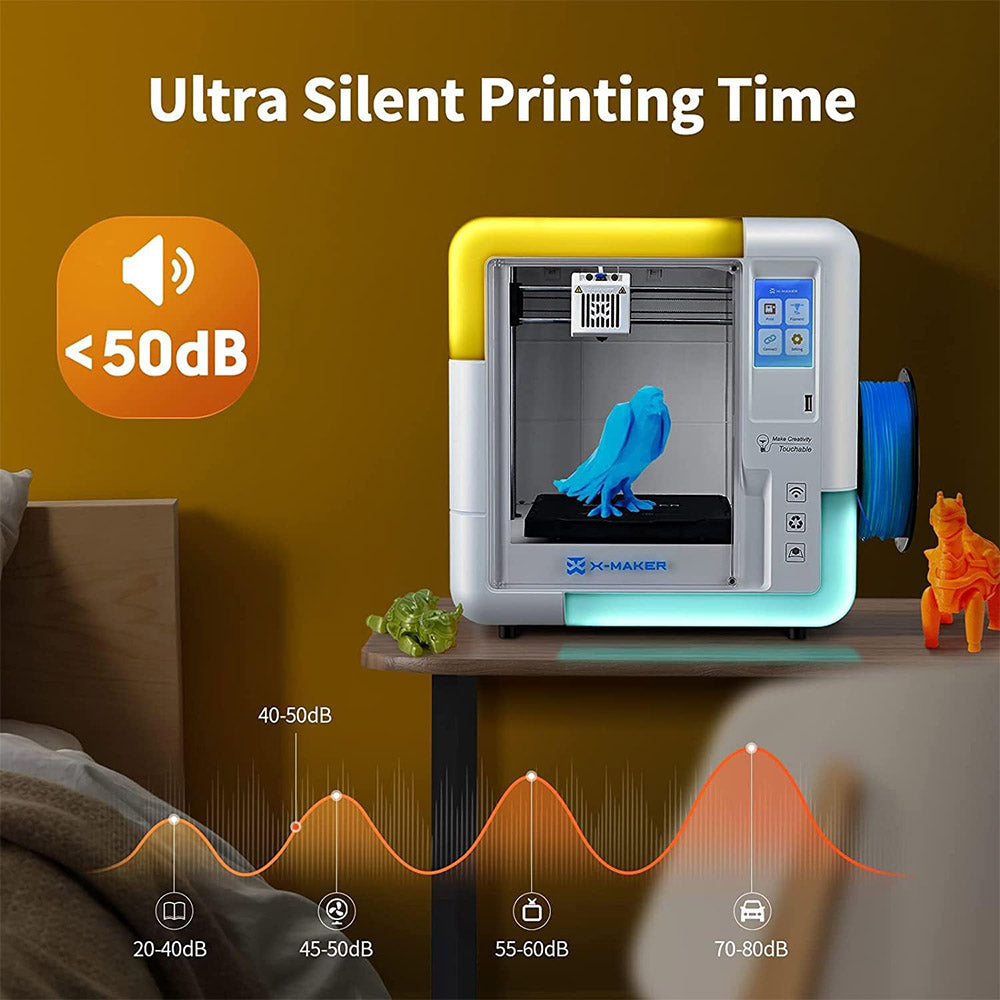 AOSEED X-MAKER 3D Printer for Kids and Beginners, 120 - 300 mm/s，Leveling-Free Bed, Wi-Fi Printing, Ultra Silent, App Control, PLA/ABS Filament Supported,150*150*150mm