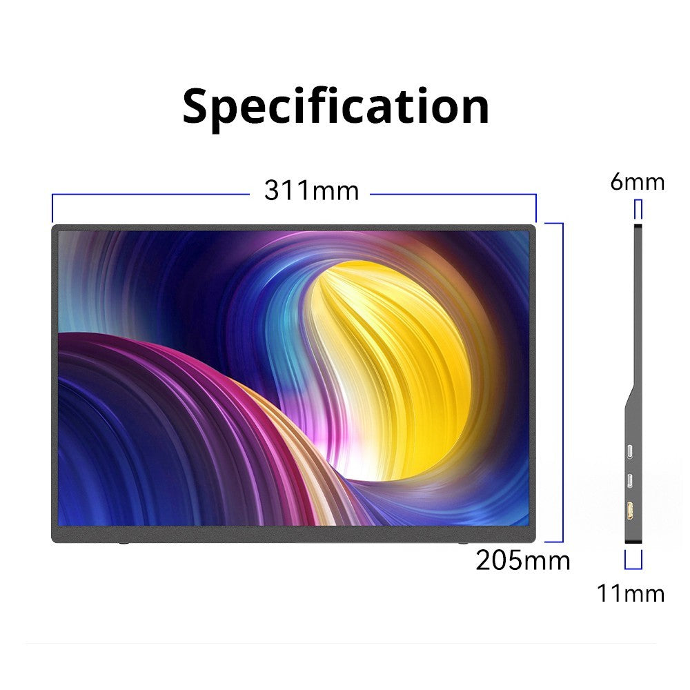 AOSIMAN L140FPC 14&#39;&#39; Ultra Slim Portable Monitor 1920x1200, 16:10 Ratio Resolution Double Blind Plug for Laptop, PC, Phone