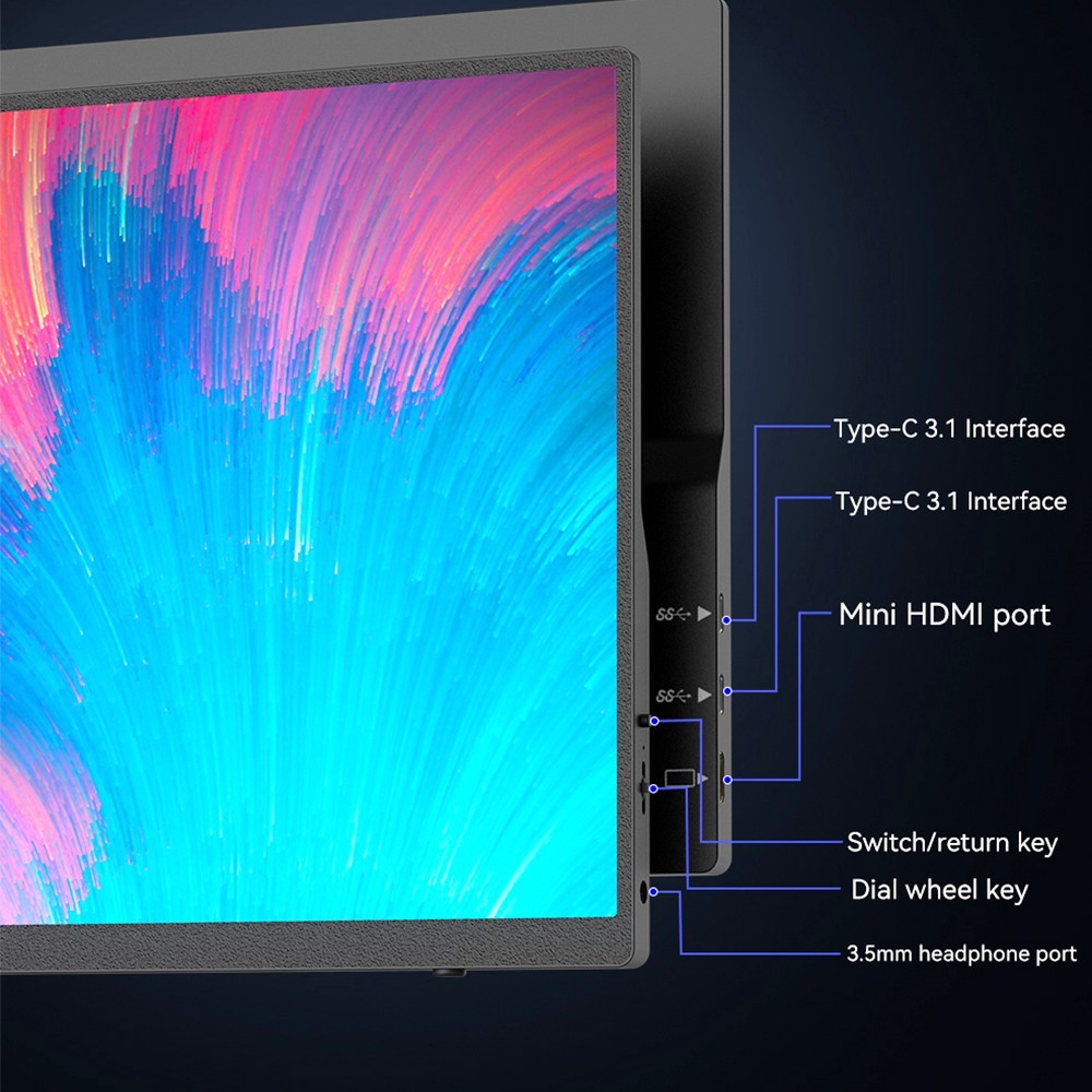 AOSIMAN L140FPC 14&#39;&#39; Ultra Slim Portable Monitor 1920x1200, 16:10 Ratio Resolution Double Blind Plug for Laptop, PC, Phone
