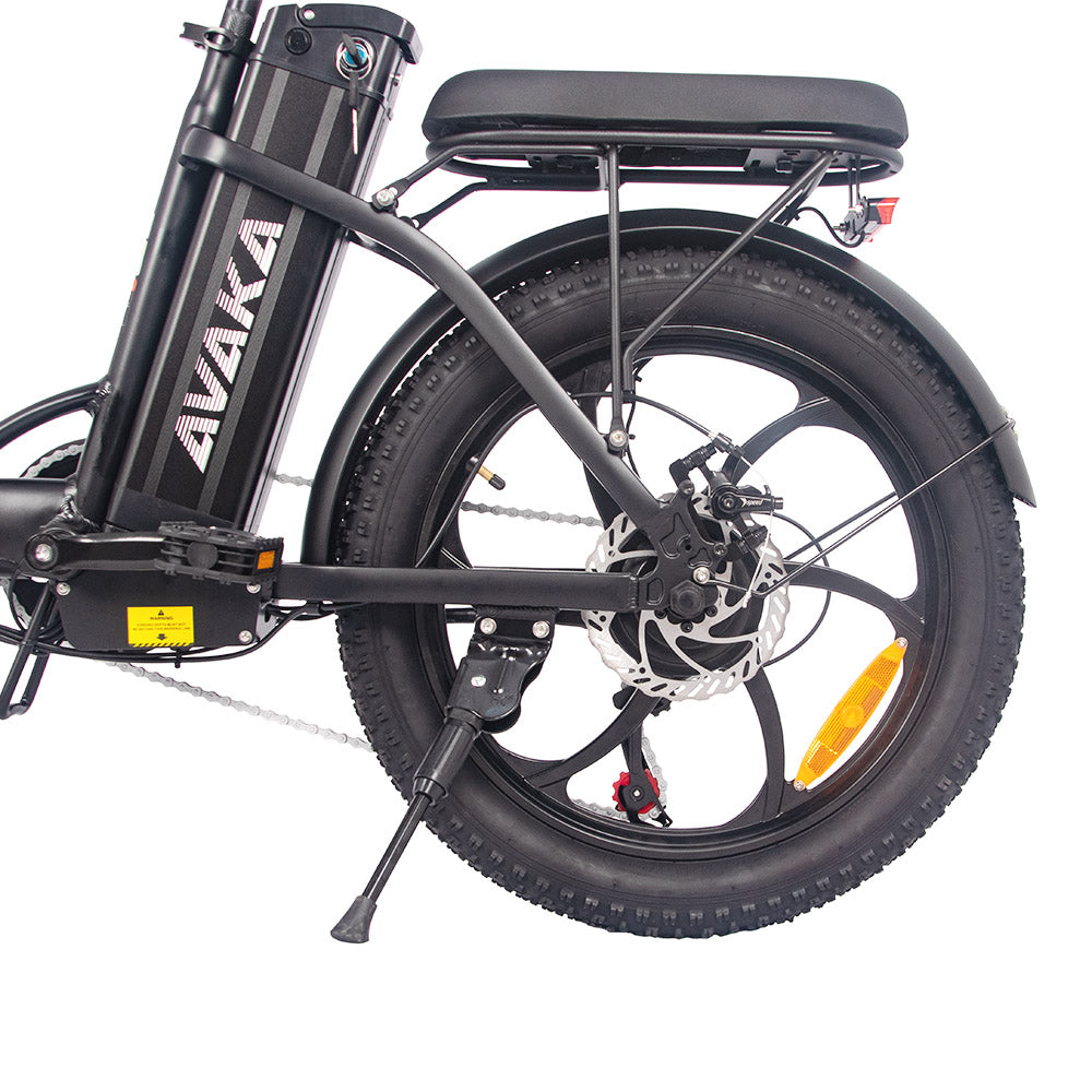 AVAKA BZ20 PLUS Electric Bike Foldable 20*3.0 Inch Fat Tires 500W Brushless Motor 25Km/h Max Speed 48V 18.2Ah Battery 100Km Range 120KG Max Load Dual Disc Brake Shimano 7-Speed Gear IP54 Waterproof  LCD Display One-piece Wheel - Black