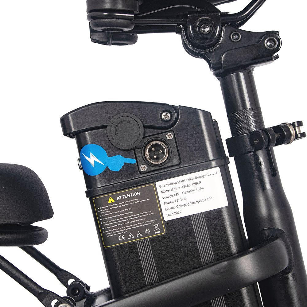 AVAKA BZ20 PLUS Electric Bike Foldable 20*3.0 Inch Fat Tires 500W Brushless Motor 25Km/h Max Speed 48V 18.2Ah Battery 100Km Range 120KG Max Load Dual Disc Brake Shimano 7-Speed Gear IP54 Waterproof  LCD Display One-piece Wheel - Black