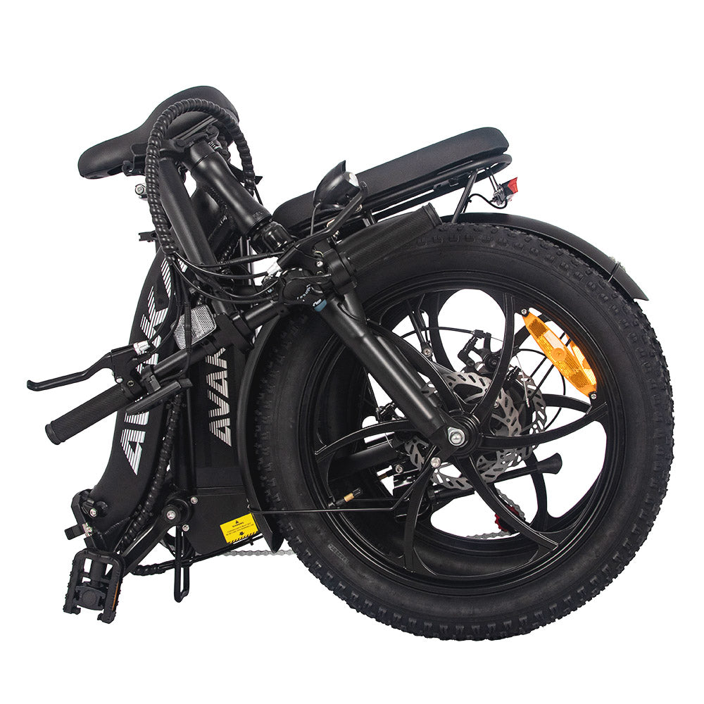 AVAKA BZ20 PLUS Electric Bike Foldable 20*3.0 Inch Fat Tires 500W Brushless Motor 25Km/h Max Speed 48V 18.2Ah Battery 100Km Range 120KG Max Load Dual Disc Brake Shimano 7-Speed Gear IP54 Waterproof  LCD Display One-piece Wheel - Black