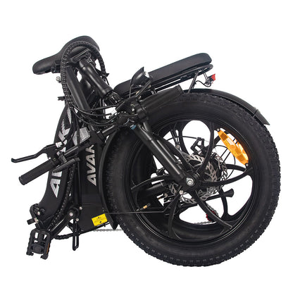 AVAKA BZ20 PLUS Electric Bike Foldable 20*3.0 Inch Fat Tires 500W Brushless Motor 25Km/h Max Speed 48V 18.2Ah Battery 100Km Range 120KG Max Load Dual Disc Brake Shimano 7-Speed Gear IP54 Waterproof  LCD Display One-piece Wheel - Black