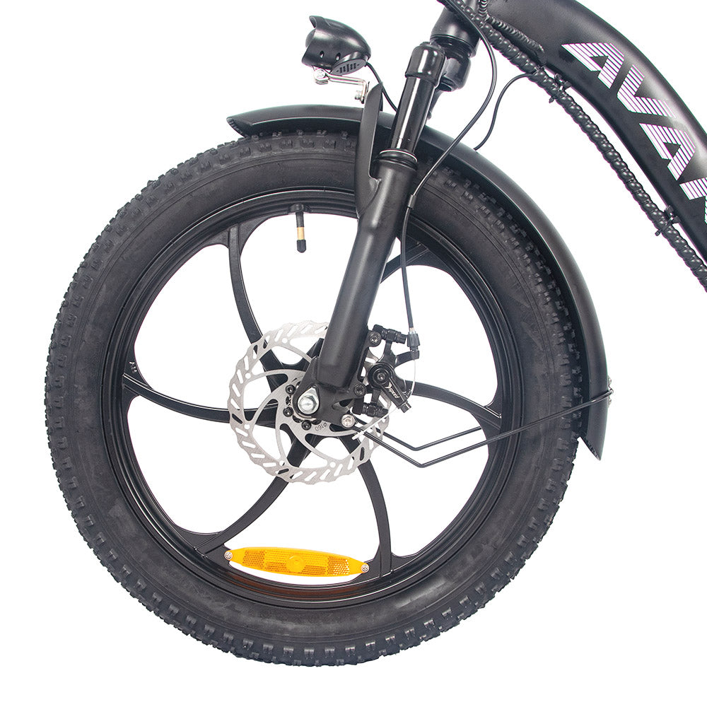 AVAKA BZ20 PLUS Electric Bike Foldable 20*3.0 Inch Fat Tires 500W Brushless Motor 25Km/h Max Speed 48V 18.2Ah Battery 100Km Range 120KG Max Load Dual Disc Brake Shimano 7-Speed Gear IP54 Waterproof  LCD Display One-piece Wheel - Black