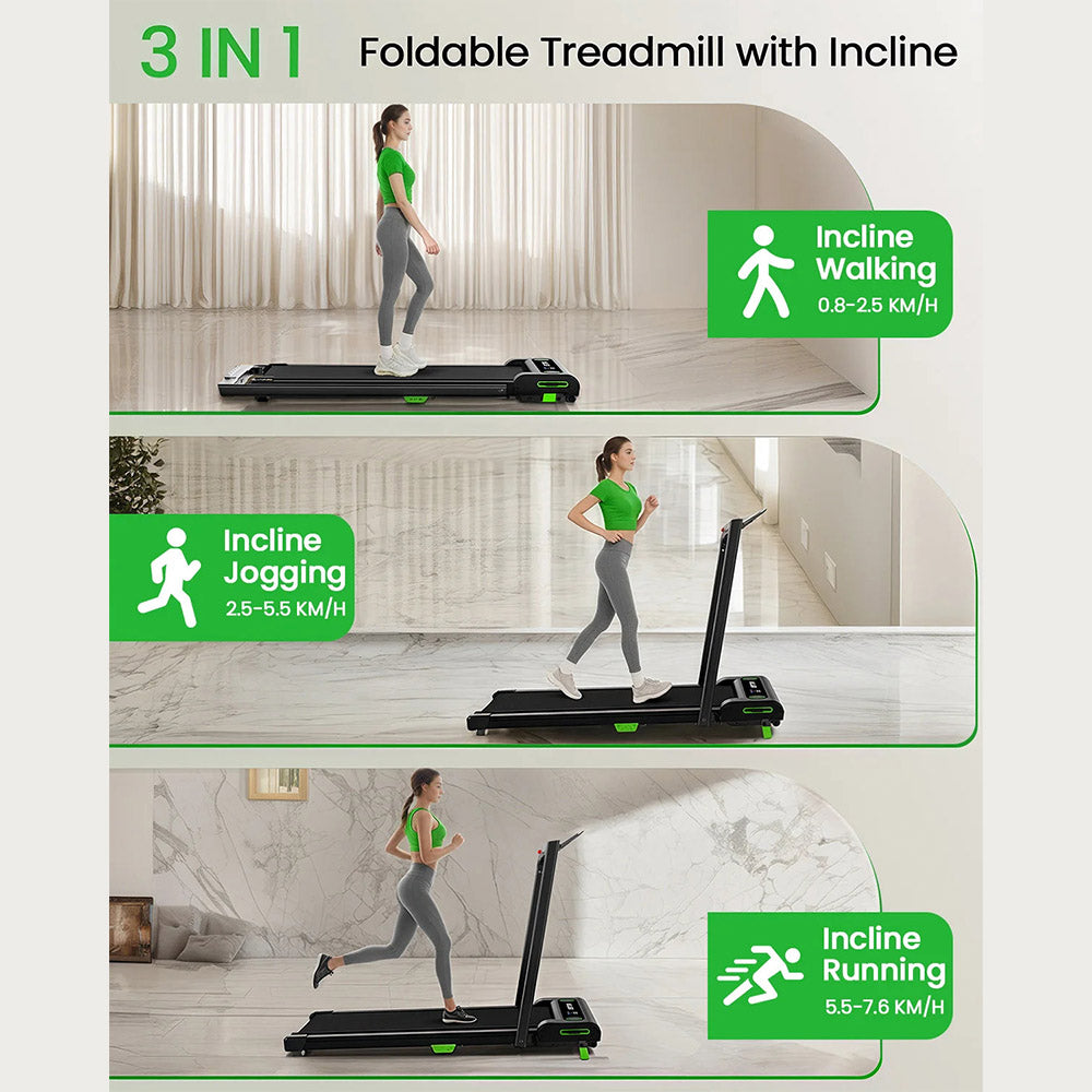 Akluer 480L-B Incline Walking Pad with Handle, 2.5HP Under Desk Treadmill, LED Screen &amp; Remote Control, 330lbs Max Capacity, Foldable