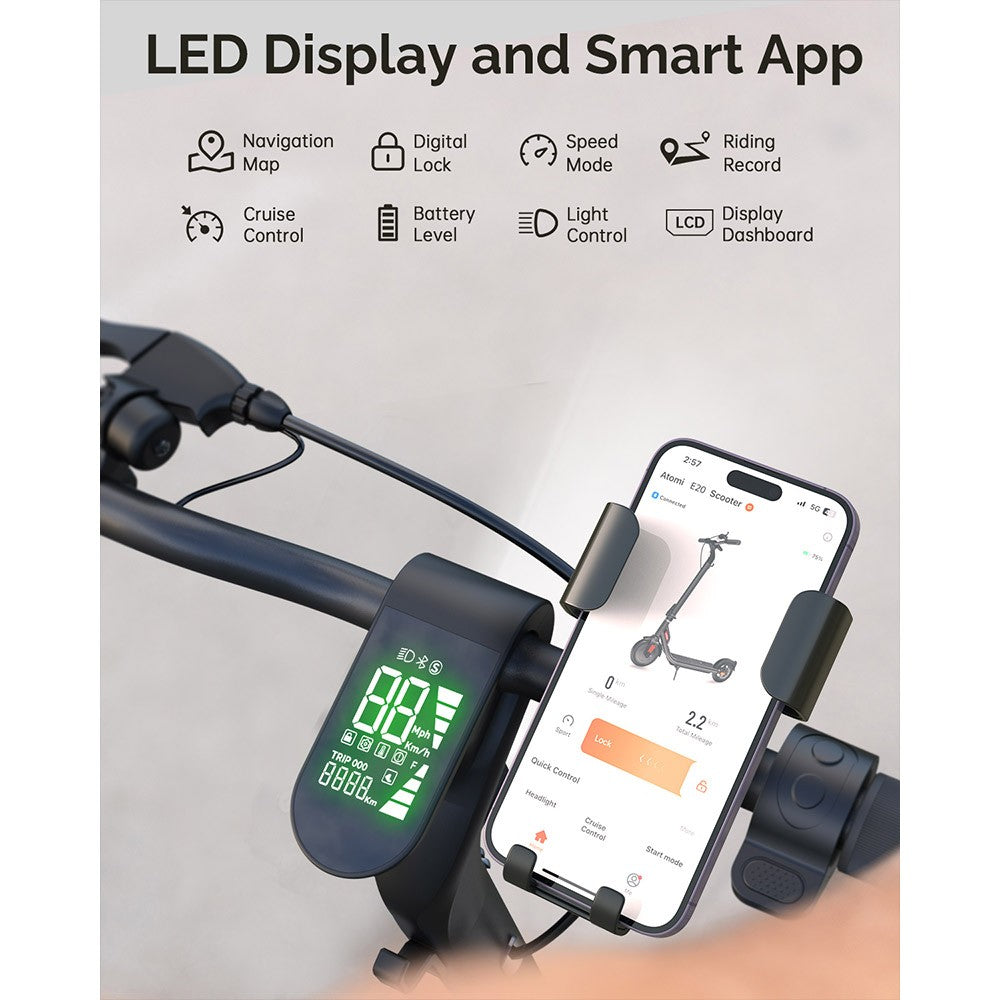 Atomi E20 Electric Scooter 8.5 inch Air Tire 250W Motor (Max Output 500W) 36V 7.5Ah Battery 19 miles Range Dual Brake 265lbs Max load
