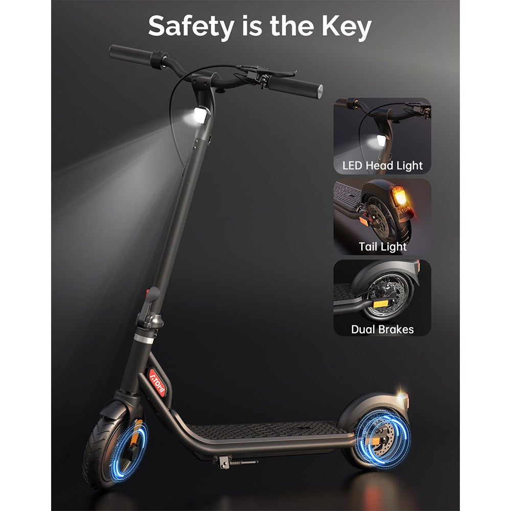 Atomi E20 Electric Scooter 8.5 inch Air Tire 250W Motor (Max Output 500W) 36V 7.5Ah Battery 19 miles Range Dual Brake 265lbs Max load