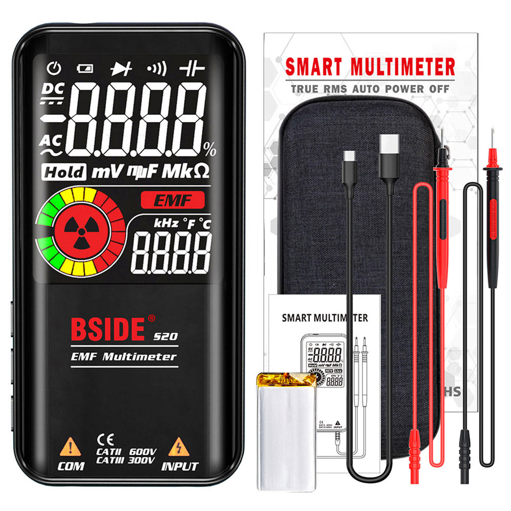 BSIDE S20 Electromagnetic Radiation Detector, Intelligent Multimeter, Color Screen, 9999 Counts, Auto Range, High precision Meter Radiation Monitor