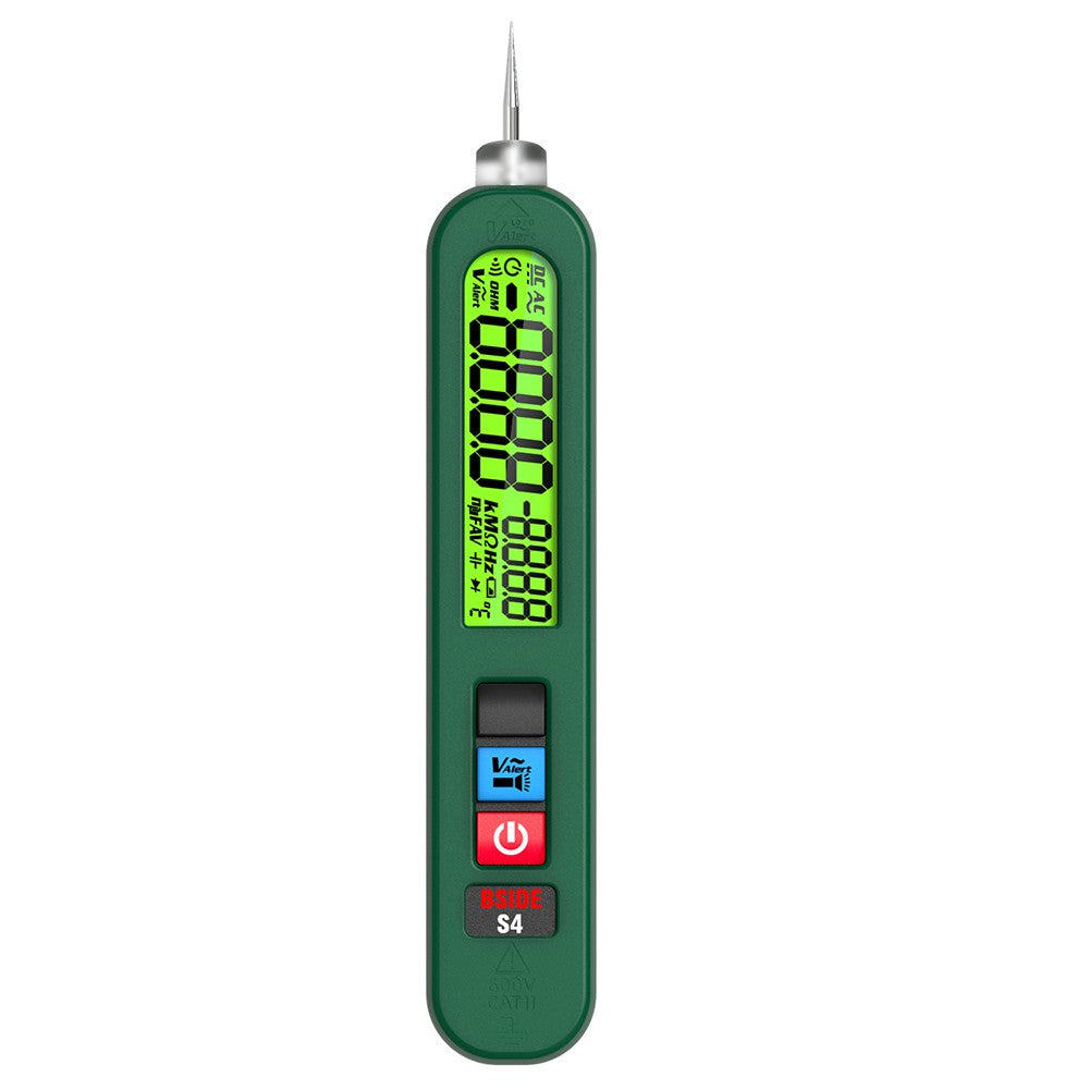BSIDE S4 Smart Voltage Tester, 12-300V Auto Range, Non-Contact, Zero/Live Wire Detection, LED Flashlight, LCD Display - Green