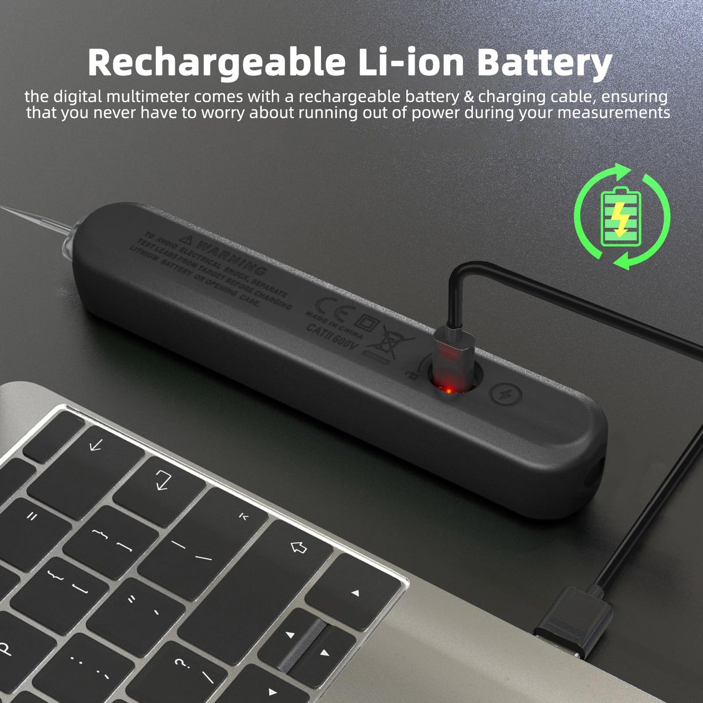 BSIDE S4X 12V-300V Voltage Tester Pen, EBTN Display, Non-Contact Detection, Leakage Live Wire Breakpoint Finder, 400mAh Lithium Battery - Black